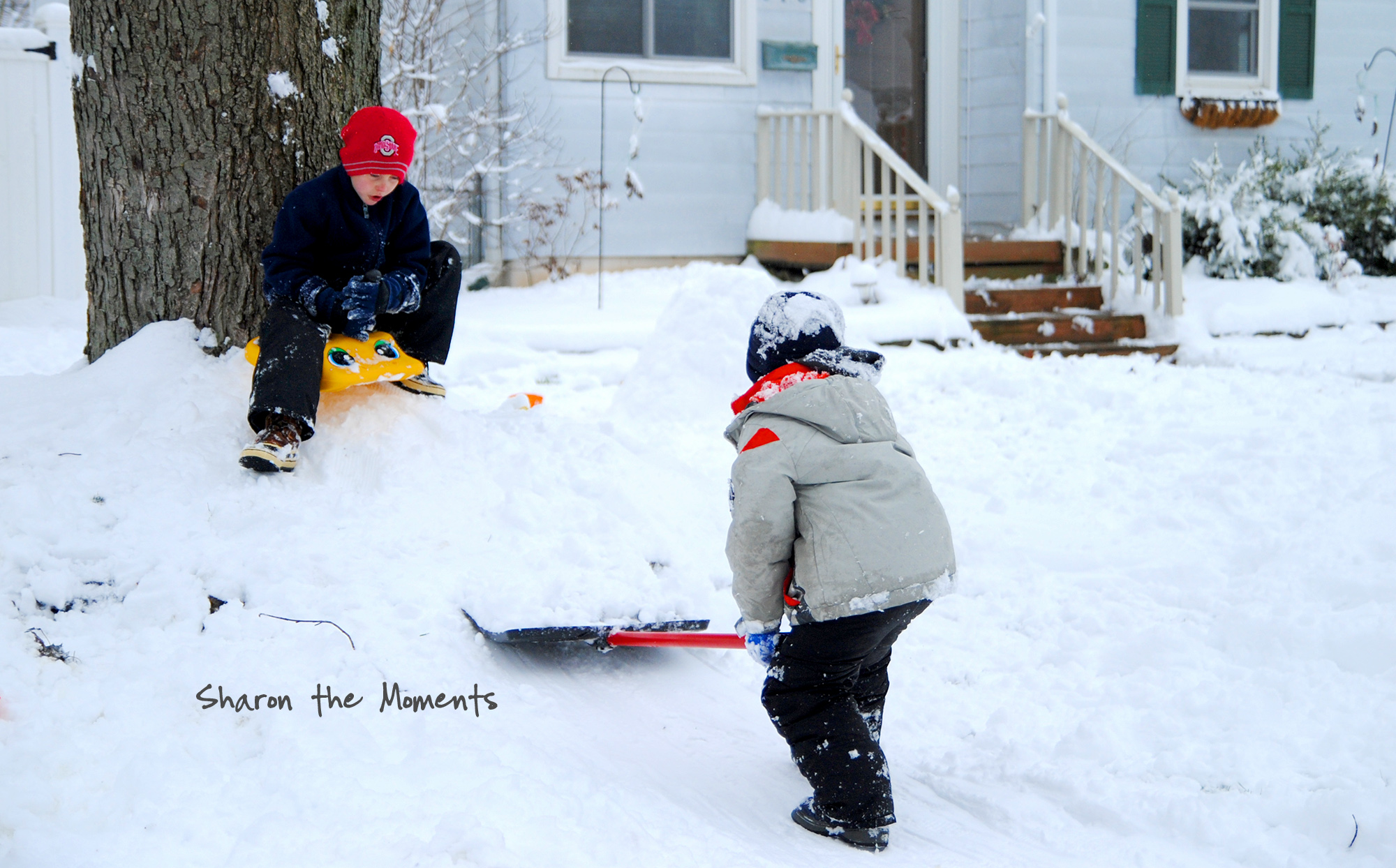 Snow Day for Making Mini Sledding Hills and Snow Angels|Sharon the Moments blog