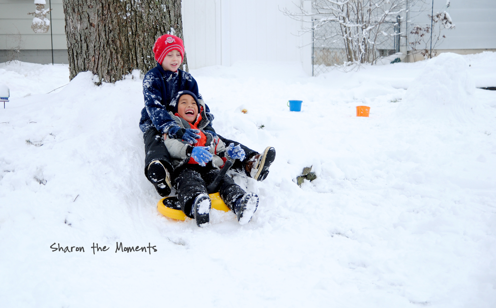 Snow Day for Making Mini Sledding Hills and Snow Angels|Sharon the Moments blog