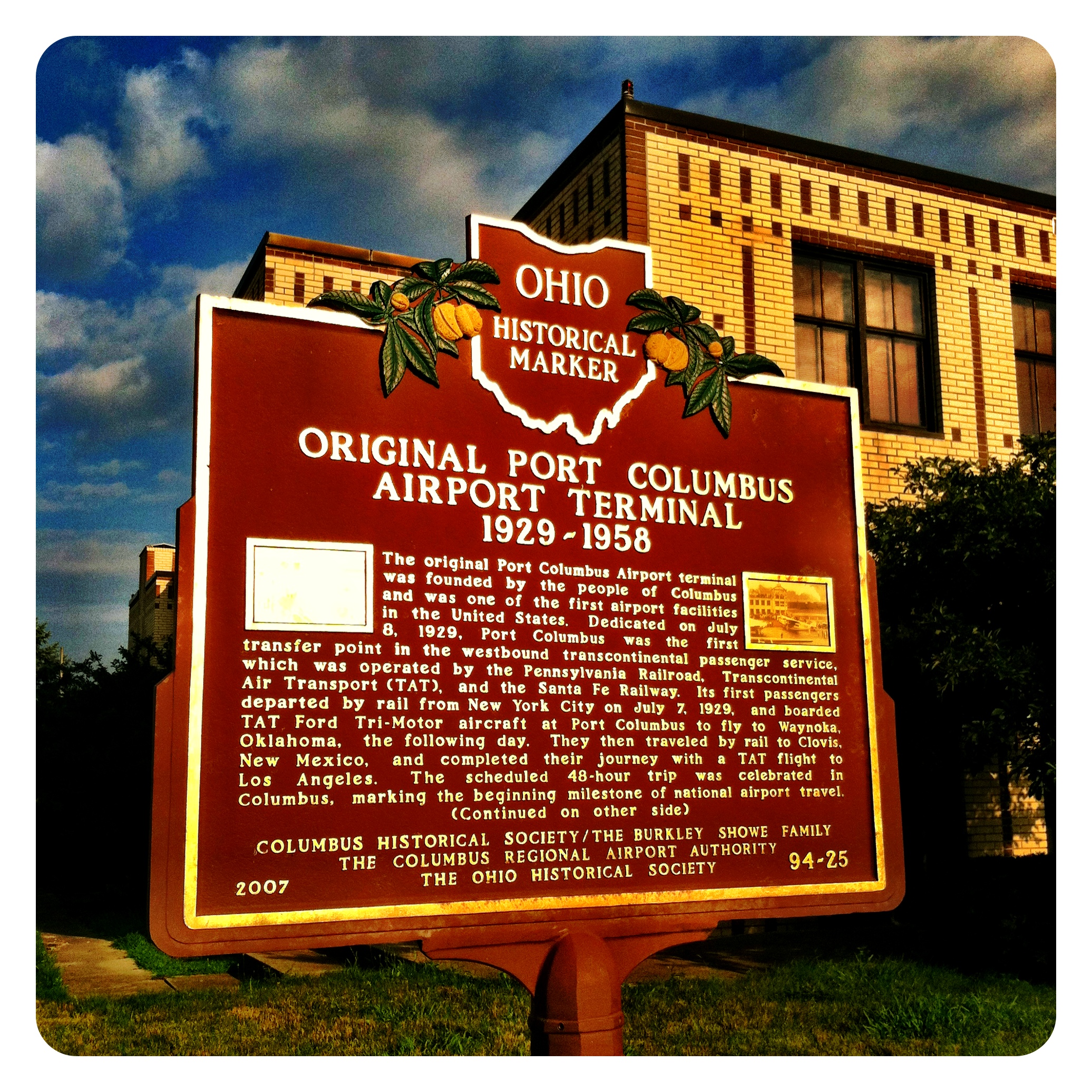 Remarkable Ohio ... Ohio Historical Marker #94-25 Original Port Columbus Terminal 